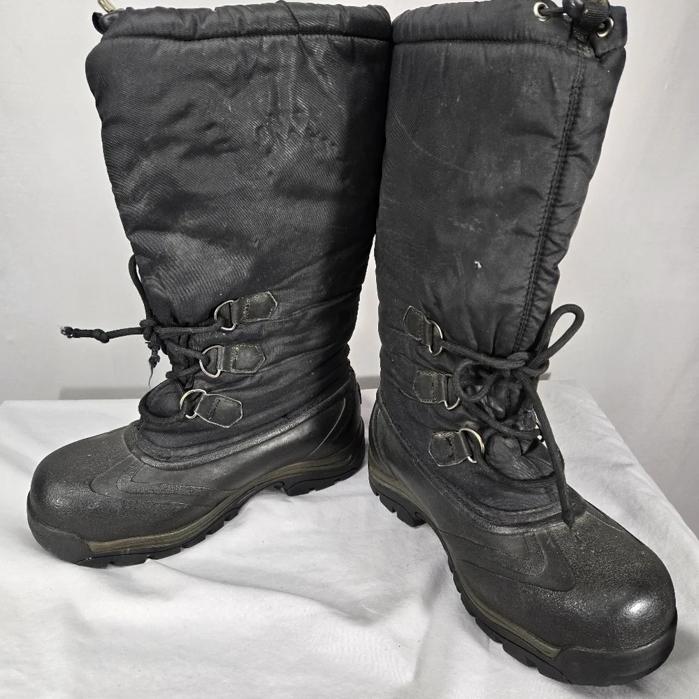 Sorel Boots Womens 8 Snowlion Waterproof Felt Lined Black Tall Snow Mid Calf